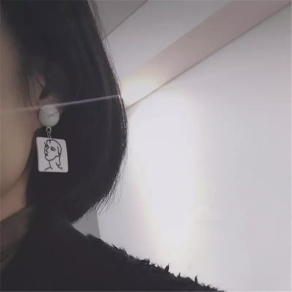 “Him & I” Picasso-Style Art Portrait Face Earrings - Picture 6 of 7